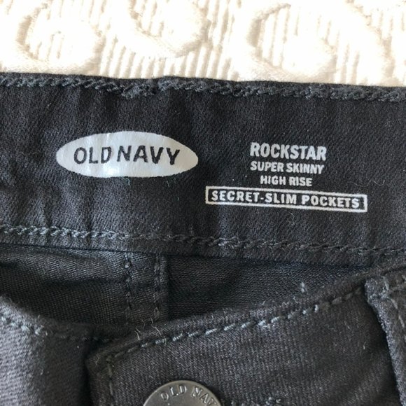 OLD NAVY Black ROCKSTAR SUPER SKINNY HIGH RISE SECRET SLIM POCKETS Size 0 NEW - Picture 2 of 5
